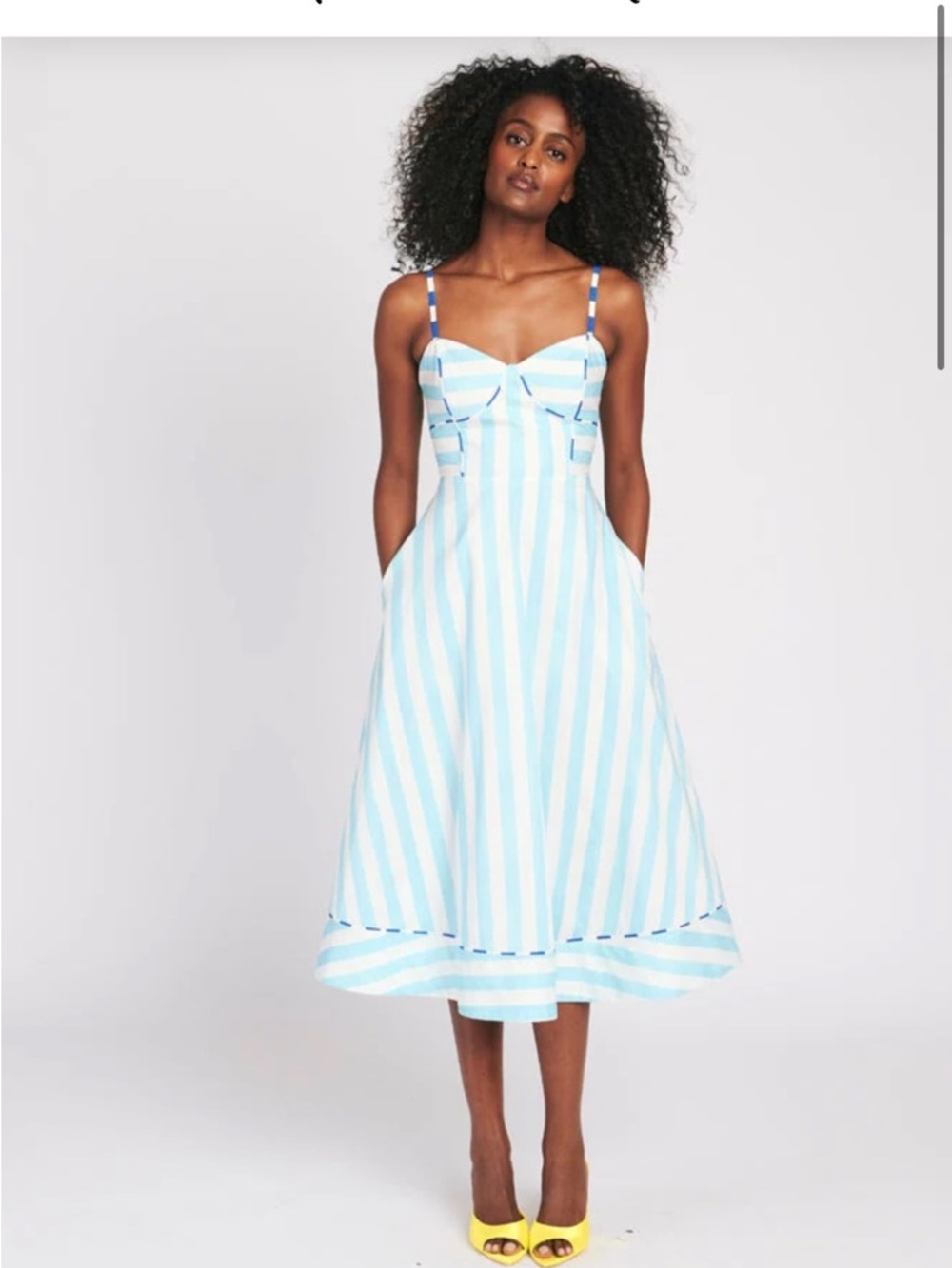 Rachel Antonoff Blue and White Striped Midi Dress